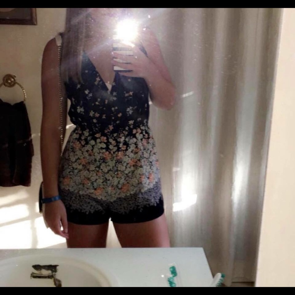 Black floral romper
